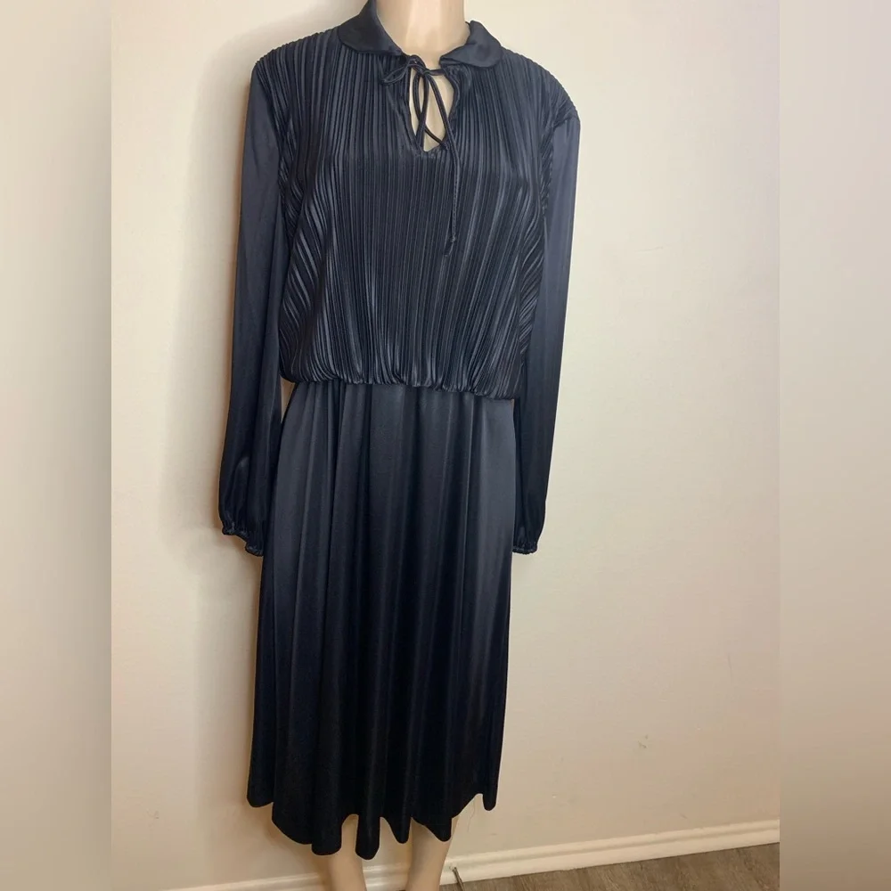 Elegant Black Pleated Dress - Picture 1 of 10